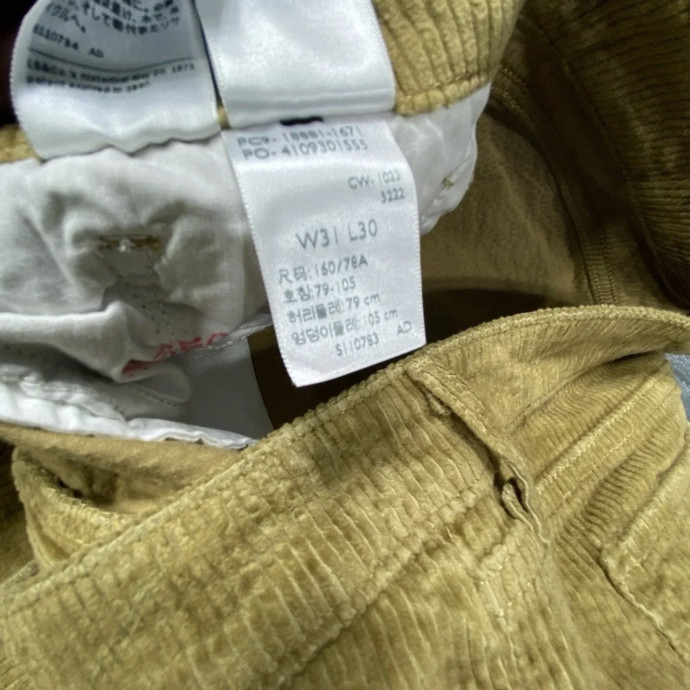 Levis Corduroy Pants‎ Fits 34x30 Cotton Beige Casual Regular Tapered Cut Red Tab